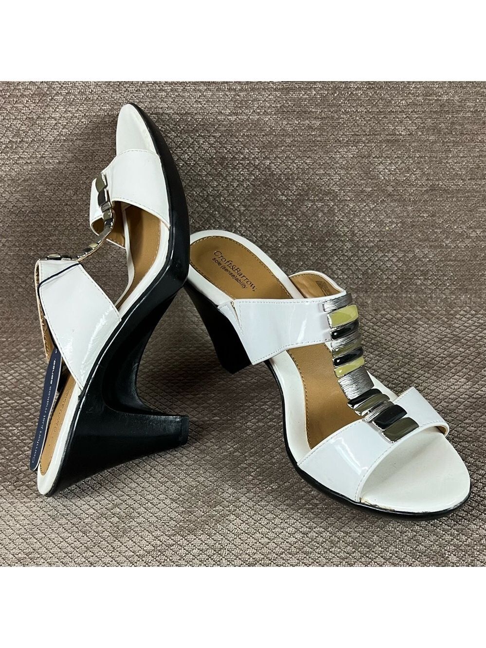 Croft & Barrow Y2K white wedge sandals heels size 9 new w/o box